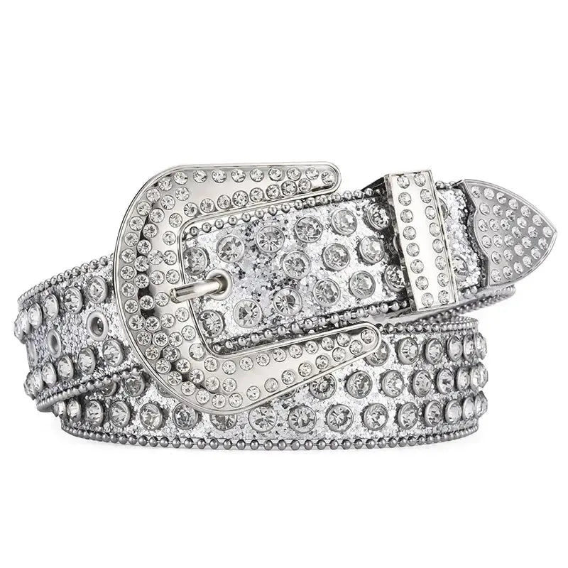 Ceinture western femme à strass diamant et clous décoratifs